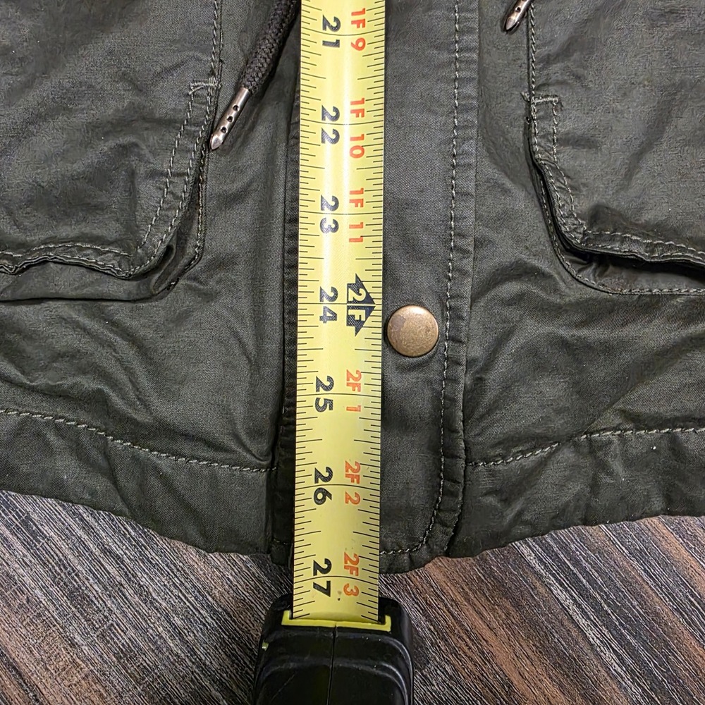 Loft Olive Green Utility Jacket‎ Drawstring Waist Cargo Pockets Women's Small - Picture 2 of 11
